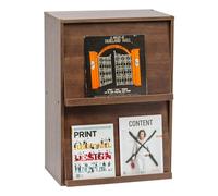Iris Ohyama, Meuble, Bibliothèque, Étagère de rangement, 2 Portes rabattables, Bois, Armoire à revues, Élégant, Polyvalent, pour Bureau, Chambre, Salon, Marron, Flap Rack CHR-2