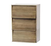 Iris Ohyama, Meuble, Bibliothèque, Étagère de Rangement, 3 Portes rabattables, Design, Solide, Moderne, Multi-Usage, Bureau, Chambre, Salon - Flap Rack CHR-3 - Marron Cendré