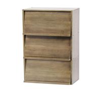 Iris Ohyama Meuble de Rangement 3 niches à porte rabattable en bois MDF - Flap Rack CHR - 3 - Brun cendré, L59 x P40.7 x H83.6 cm 531565 Chêne Brun Cendré