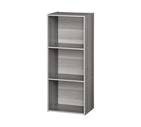 Iris Ohyama, Meuble de Rangement, Bibliothèque, Meuble avec 3 étagères, Grande capacité, Multifonctionnel, Solide, Bureau, Chambre, Salon - Office Basic Rack CX-3FN -Chêne Gris