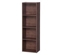 Iris Ohyama, Meuble de Rangement, Bibliothèque, Meuble avec 4 étagères, Grande capacité, Multifonctionnel, Solide, Bureau, Chambre, Salon - Office Basic Rack CX-4FN -Marron