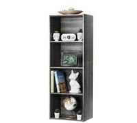 Iris Ohyama, Meuble de Rangement en Bois, bibliothèque 40 cm de Largeur, 4 Niveaux, Étagère, Meuble, Modulaire, Polyvalent, Gris, Salon, Bureau, Chambre,Livres, Assemblage Facile, CX-4