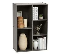 Iris Ohyama, Meuble de Rangement en Bois, bibliothèque 60 cm de largeur, à Cube, Étagère 5 Compartiments, Modulaire, Polyvalent, Gris, Ouvert, Salon, Bureau, Chambre, Livres, Assemblage Facile, CX-23C
