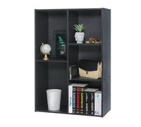 Iris Ohyama, Meuble de Rangement en Bois, bibliothèque 60cm de Largeur, à Cube, Étagère 5 Compartiments, Modulaire, Polyvalent, Noir, Ouvert, Salon, Bureau, Chambre, CX-23C