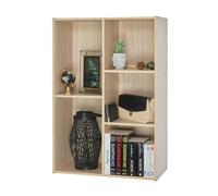 Iris Ohyama, Meuble de Rangement en Bois, bibliothèque 60cm de Largeur, Étagère 5 Compartiments, Modulaire, Polyvalent, Marron Clair, Ouvert, Salon, Bureau, Chambre, Livres, Assemblage Facile, CX-23C