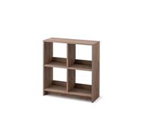 Iris Ohyama, Meuble de Rangement Ouvert, Bibliothèque, Étagère de 4 casiers,Grande capacité, Horizontale & Verticale, Bureau, Chambre, Salon - Wood Open Shelf WOS-4 -Marron Cendré