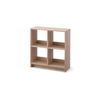Iris Ohyama, Meuble de Rangement Ouvert, Bibliothèque, Étagère de 4 casiers, Grande capacité, Horizontale & Verticale, Bureau, Chambre, Salon - Wood Open Shelf WOS-4 -Marron Clair