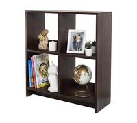 Iris Ohyama, Meuble de Rangement Ouvert, Bibliothèque, Étagère de 4 casiers, Grande capacité, Horizontale & Verticale, Bureau, Chambre, Salon - Wood Open Shelf WOS-4 -Marron