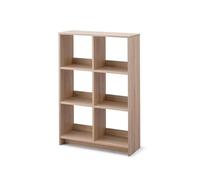 Iris Ohyama, Meuble de Rangement Ouvert, Bibliothèque, Étagère de 6 casiers, Grande capacité, Horizontale & Verticale, Bureau, Chambre, Salon - Wood Open Shelf WOS-6 -Marron Clair