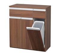 Iris Ohyama - Meuble de Tri Sélectif 3 Compartiments, 45 L, Design Moderne en Bois avec Tiroirs, Rangement pour Déchet Recyclable, Poubelle de Tri pour Cuisine, Bureau, Salle de bain, Marron, PKT-8670