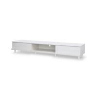 Iris Ohyama, Meuble TV, Meuble tele, Banc TV pour ecran jusqu'à 65 pouces, BAB-180A Chêne Blanc, L42.1 x P180 x H30 cm