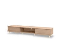 Iris Ohyama, Meuble TV, Meuble tele, Banc TV pour ecran jusqu'à 65 pouces, BAB-180A- Marron Clair, L42.1 x P180 x H30 cm