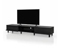 Iris Ohyama, Meuble TV, Meuble Tele, Banc TV, Support télévision pour ecran jusqu'à 65 Pouces, 3 Etagères, Sortie-câbles, Pieds Ajustable, Moderne, Chambre, Salon - TV Cabinet BAB-180A - Chêne Noir