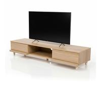 Iris Ohyama, Meuble TV, Support télévision pour ecran jusqu'à 65 Pouces, 4 Etagères, Sortie-câbles, Contemporain, Chambre, Salon - TV Cabinet BAB-150A - Marron Clair