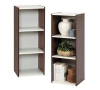 Iris Ohyama, Meubles de Rangement, Bibliothèque, Lot de 2 Petits Meubles avec 3 Etagères modulables, Moderne, Livres, CD, Bureau, Chambre, Salon, UB-9035, Marron