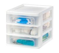 Iris Ohyama, Tour de Rangement Plastique, 3 Petits Tiroirs, Blanc, Ouverture Facile, Format B6, Meuble, Organisateur, pour Bureau, Fournitures Scolaires, Papeterie, Sans BPA, CDD-XS3