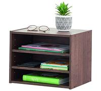 Iris Ohyama, Petit Meuble de Rangement, Table de Chevet, Meuble d'appoint, Table de Nuit, 3 étagères Ajustables Tous Les 3.2 cm, Solide, Bureau, Chambre, Salon - Stack Box STB-400T - Marron