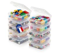 Iris Ohyama, Petite Boite de Rangement avec Couvercle Rabattable, Plastique, 0.4L, Set de 10, Transparent, Empilable, Fermeture à Clip, Pour Puzzle, Lego, Vis, Crayon de Couleurs, Sans BPA, MCC-S