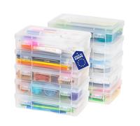 Iris Ohyama, Petite Boite de Rangement avec Couvercle Rabattable, Plastique, 1.4L, Set de 10, Transparent, Empilable, Fermeture à Clip, Pour Puzzle, Lego, Vis, Crayon de Couleurs, Sans BPA, MCC-220