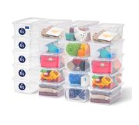 Iris Ohyama, Petite Boite de Rangement Multi-Usages, 5L, Lot de 20, Transparent, Fermeture Facile, Empilable, en Plastique Transparent, pour Vêtement,Etagères, Jouet, Papeterie, Chaussures, CNL-5
