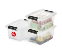 Iris Ohyama, Petite Boites de Rangement Plastique avec Couvercle, 5L, Lot de 3, Transparent, NTB-5