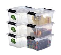 Iris Ohyama, Petite Boites de Rangement Plastique recyclé, 5L, Lot de 6, Transparent, NTB-5