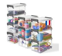 Iris Ohyama, Petites Boîtes de Rangement en Plastique avec Clips de Fermeture, 0.7L, Set de 10, Transparent, Empilable, pour le Bureau, Ecole, Petits objets, Sans BPA, Bac, Organisateur, LLB-0.7