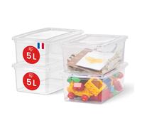 Iris Ohyama, Petites Boites de Rangement Plastique Multi-Usages, 5L, Lot de 4, Transparent, CNL-5E