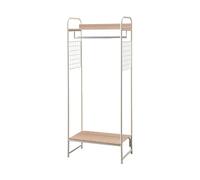 Iris Ohyama, Portant a Vetement en Métal, Penderie avec Étagère en Bois, Porte Manteau, Vertical, Blanc, Solide, pour Chambre, Studio, Dressing, Vêtement & Chaussure, Entrée, Montage Facile, PI-B4