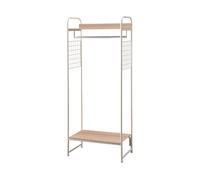 Iris Ohyama, Portant a Vetement en Métal, Penderie avec Étagère en Bois, Porte Manteau, Vertical, Blanc, Solide, pour Chambre, Studio, Dressing, Vêtement & Chaussure, Entrée, Montage Facile, PI-B4