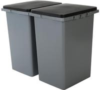 Iris Ohyama, Lot de 2 poubelles pour tri sélectif, 45 L, Clipsable, L38 x l33.5 x H55 cm, Gris / Noir