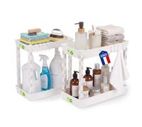 Iris Ohyama Rangement sous Évier 2 Niveaux Blanc TTO-C | Organiseur de cuisine et salle de bain. Étagère de plan de travail amovible pour un gain de place au quotidien
