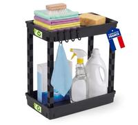 Iris Ohyama, Rangement sous Evier, Tiroirs coulissant 2 Niveaux Noir, TTO-M | Organiseur de cuisine et salle de bain. Étagère de plan de travail amovible pour un gain de place au quotidien