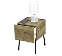 Iris Ohyama, Table de Chevet, Petite Table d'Appoint, Table de Nuit, 1 tioir Coulissant, Pieds avec Anti- Rayures, Spacieux, Solide, Élégant Chic, Chambre - Night Stand - IWST-300 - Marron Cendré
