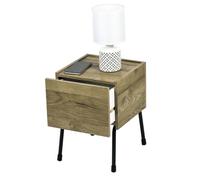 Iris Ohyama, Table de Chevet, Petite Table d'Appoint, Table de Nuit, 1 tioir Coulissant, Pieds avec Anti- Rayures, Spacieux, Solide, Élégant Chic, Chambre - Night Stand - IWST-300 - Marron Cendré
