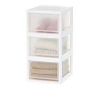 Iris Ohyama, Tiroir de Rangement, Organiseur de tiroir en Plastique, 13,7 L, Lot de 3, Blanc, Empilable, Transparent, pour Collations, Médicaments, Papeterie, Fournitures d'artisanat, sans BPA, MSD-2