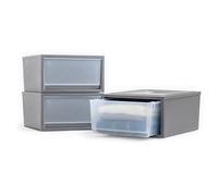 Iris Ohyama, Tiroirs en Plastique Empilables, Commode de chambre, 32L, Set de 3, Medium, Gris foncé, Tiroir Facile à Ouvrir, pour Placard, Chambre, Entrée, Sans BPA, Organisateur, Tour, BC-NS-500