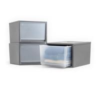 Iris Ohyama, Tiroirs en Plastique Empilables, Commode de chambre, 40L, Set de 3, Grand, Gris foncé, Tiroir Facile à Ouvrir, pour Placard, Chambre, Entrée, Sans BPA, Organisateur, Tour, BC-NS-500D
