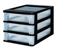IRIS OHYAMA Tour de rangement 3 tiroirs - Plastique - Noir - 12 L - 35,5 x 26 x 25,5 cm