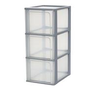 Iris Ohyama, Tour de Rangement Plastique, 3 Grands Tiroirs, Gris, Ouverture Facile, Format A4, A5 & A6, Meuble, Organisateur, pour Bureau, Fourniture Scolaire, Papeterie, Sans BPA, OCH-2300