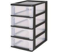 IRIS OHYAMA Tour de rangement 4 tiroirs - Plastique - Noir - 28 L - 35,5 x 26 x 49 cm