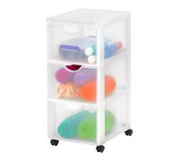 Iris Ohyama, Tour de rangement à Roulettes en Plastique, 3 Grands Tiroirs, Blanc, Ouverture Facile, Meuble de Rangement, Papeterie, pour Chambre, Salle de Bain, École & Bureau, Sans BPA, DDDC-303
