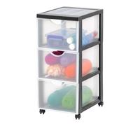 Iris Ohyama, Tour de rangement à Roulettes en Plastique, 3 Grands Tiroirs, Noir, Ouverture Facile, Meuble de Rangement, Papeterie, pour Chambre, Salle de Bain, École & Bureau, Sans BPA, DDDC-303
