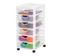 Iris Ohyama, Tour de rangement à Roulettes en Plastique, 6 Petits Tiroirs, Blanc, Ouverture Facile, Meuble de Rangement, Papeterie, pour Chambre, Salle de Bain, École & Bureau, Sans BPA, DDDC-360