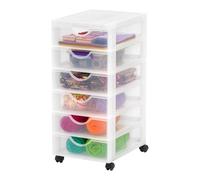Iris Ohyama, Tour de rangement à Roulettes en Plastique, 6 Petits Tiroirs, Blanc, Ouverture Facile, Meuble de Rangement, Papeterie, pour Chambre, Salle de Bain, École & Bureau, Sans BPA, DDDC-360