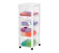 Iris Ohyama, Tour de rangement, Organisateur plastique, 4 Grands Tiroirs, Blanc, DDDC-304