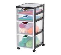 Iris Ohyama, Tour de rangement, Organisateur plastique, 4 tiroirs mix, Noir, DDDC-322