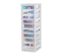 Iris Ohyama, Caisson de rangement plastique A4, 10 Petits Tiroirs, Blanc, OCH-2100