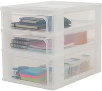Iris Ohyama, Tour de Rangement Plastique, 2 Petits Tiroirs & 1 Tiroir Moyen, Blanc Givré, Ouverture Facile, Format A4, Meuble, pour Bureau, Fourniture Scolaire, Papeterie, sans BPA, OCH-2021