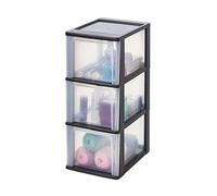 Iris Ohyama - Tour de rangement plastique OCH-2300 - 3 grands tiroirs, noir, A4/A5/A6, sans BPA